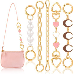TINKRSTUFF 5Pcs Bag Extender Chain (Stylish Multishapes) Purse Extender Chains Bag Strap Extender for Handbags Crossbag Shoulder Bag, Metal Gold Chain Replacement Purse Bag Chains Accessories