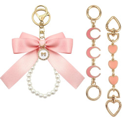 3pcs Pink Purse Extender Chain Bow Keychain Kits Bag Extender Chain Bag Strap Extenders Purse Charms for Purse Handbags Replacement Purse Making Supplies Purse Accessories