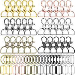 Paxcoo Keychain Bulk with Key Chain Swivel Hook D Rings and Slide Buckles for Handbag Purse Hardware Craft (1 Inch)