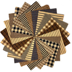 40+ Brown & Black Charm Pack 5 inch Precut Plaid Cotton Homespun Cabin Fabric Squares by JCS