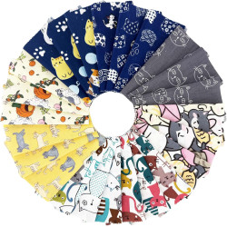 48pcs Cat Charm Packs Fabric Squares 5" x 5",Quilting Cotton Fabric Bundles Precut Pathwork for Quilting,Sewing and Scrapbooking(Cat Theme)