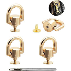 D Rings for Purse, Heavy Duty Leather Rivets Button and Stud Screw,4Pcs Crossbody Conversion Kit, 360 Degree Rotatable D rings for Purse, Bag Hardware, DIY Leathercraft-Gold