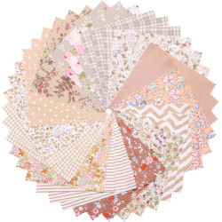 Hanjunzhao 42 Pcs 10" Squares Layer Cake Fabric - Layer Cakes 10 inch Squares for Quilting - Pre-Cuts 10x10 inch Fabric Squares for Sewing, Patchwork, and DIY Crafts - Light Coffee