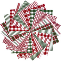 40+ Merry Christmas Charm Pack Red Green White, 5 inch Precut Cotton Homespun Fabric Squares by JCS