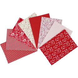8Pcs Cotton Fabric Squares 20x20 Inch, Sewing Crafts Fabric Bundles Floral Patterns Printed Tissue Patchwork Fabrics Square for Quilting, Home Décor, Scrapbooking, Handwork (Red)