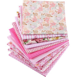 Boao 10 Pieces 20 x 20 Inch Cotton Fabric Quilting Floral Patchwork Pink Fabric Square Bundles Cotton for Sewing DIY Crafts Handmade Bags Clothing, Various Patterns
