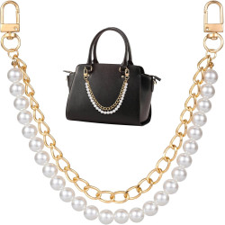 HINZIC Pearl Purse Chain Gold Handbag Straps Metal Shoulder Crossbody Bags Short Handle Replacement Charms Accessories for Women