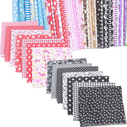 XANADU 10x10 Inch Cotton Fabric Squares Bundle -14 Pcs Pre-Cut Quilting Fabric for Sewing & Craft Patchwork (Red + Black)
