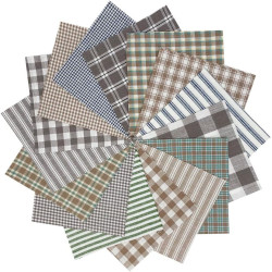 40+ Lightwash Neutral Charm Pack, 5 inch Precut Cotton Gray Taupe Plaid Homespun Fabric Squares by JCS