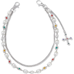 Fashion Layered Pants Wallet Chains - Exquisite Gold Silver Rhinestone Flower Pearl Jean Pocket Chain for Women Men Cute Bag Purse Charms Jewelry