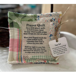 Vintage Prayer Quilt Squares with Cross Inside - Mini Handmade Quilt, Symbolism Poems - Random Color