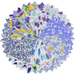 Purple Cotton Fabric Squares 5x5, Floral Charm Packs for Quilting 5 inch for Girls, Precut Fabric for Quilting Sewing DIY Pathworks (42Pcs)