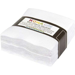 White Kona Solids Mini Charm Pack; 84 100% Cotton 2.5" Precut Fabric Quilt Squares