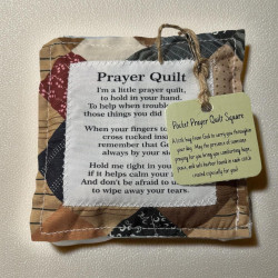 Vintage Prayer Quilt Square with Cross Inside Design, Handmade Mini Quilt, Random Color