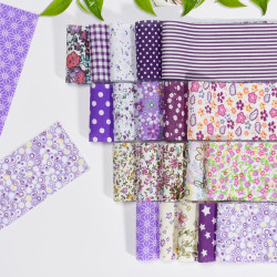 40 PCS 2.56'' x 19.6'' Sewing Fabric Rectangles, 100% Cotton Fat Quarter Floral Printed Precut Fabric, for DIY Patchwork, Sewing, Quilting, Crafting, Patchwork Cushions (Floral Purple)