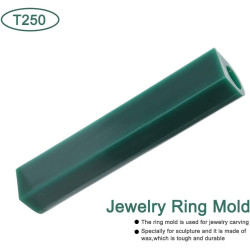 Jewelry Ring Tool Green Carving Wax Tube for Making Rings Mold, Round With Centered Hole, Hard Solid Blank Large Flat Side (T250)