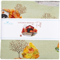 Tara Reed Covered Bridges in Fall 5" Stacker 42 5-inch Squares Charm Pack Riley Blake 5-16210-42