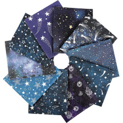 Craftido -25 Options- 100% Cotton Quilting Fabric Bundles 10pcs Fat Quarters 18”x21”-Medium Weight 5.2 oz- Soft Cotton for Quilting, Sewing Project, Patchwork, DIY Crafts – Starry Sky