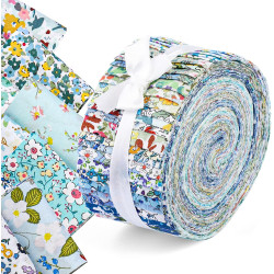 45 Pcs Fabric Jelly Rolls, Jelly Roll Strips for Quilting, Patchwork Craft Cotton Quilting Fabric, Plain Weave Cotton for Sewing Project (Blue Series)