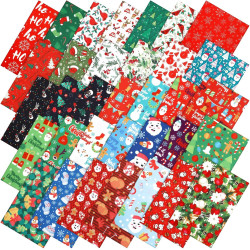 Irenare 100 Pcs 8 x 8 Inches Christmas Fabric Bundles Fat Quarters Santa Claus Precut Fabric Bundle Squares Xmas Tree Snowman Printed Sewing Patchwork for Xmas Winter DIY Crafts Quilting