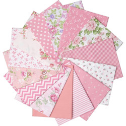 14pcs Pink Cotton Quilting Fat Quarters Fabric Bundles 18x22 inch - for Quilting, Sewing, Patchwork, and DIY Crafts – Pink