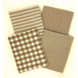 Set of 4 Fat Quarters, Oatmeal Plaid Homespun Gingham Cotton Fabric Bundle by JCS