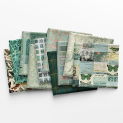 Eclectic Elements Palette: Teal Fat Eighth Bundle (10 Pieces) by Tim Holtz for FreeSpirit