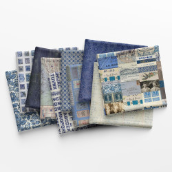 Eclectic Elements Palette: Indigo Fat Eighth Bundle (10 Pieces) by Tim Holtz for FreeSpirit