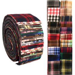 Phantomon Jelly Roll Fabric 40 Strip Assorted Fabric Bundle Precut Cotton Quilting Strips 2.5" x 40" in Tartan Checkered Prints for Sewing, Blanket, Rug, Patchwork