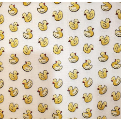 Fat Quarter Tiny Yellow Ducks Theme 100% Cotton Fabric 18 inch x 21 inch ~ Light Yellow Background