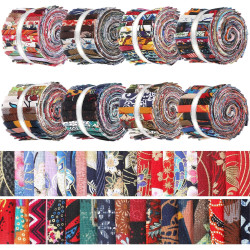 320 Pcs 8 Roll Fabric Strips Quilting Bundle Precut Roll Patchwork Cotton Fabric for Arts Crafts Sewing Purse Making, Blanket, Rug, Upholstery, Home Decor(Japanese)