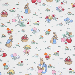 Hanjunzhao Forest Garden Mushroom Strawberry Rabbit Floral Print Cotton Quilting Fabric by The Yard for Quilting, Sewing, Patchwork, Crafts, Baby Apparel Dresses, and Quilts, Pre-cuts 2 Yards