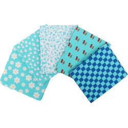Threadart Exclusive 5 Fat Quarter Bundles - Aqua Confetti Brights Collection 100% Cotton Fabric - Premium 100% Cotton Quilting Fabric - No Duplicates - Full Size Fat Quarters 18"x21" - Aqua