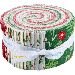 Beverly McCullough Mistletoe & Holly Rolie Polie 40 2.5-inch Strips Riley Blake RP-16400-40