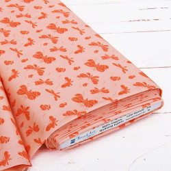 Threadart Premium Cotton Quilting Fabric - Peach Butterfly - 44" Width - 100% Cotton - Quilting, Sewing, Crafts