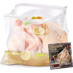 Brining Bag, 26"×22", 2 Pack, Extra Large Turkey Brine Bag with 2 Strings and 2 Larger Clips, Thickened materials, Double Track 