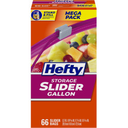 Hefty Slider Kitchen Storage Bags, Gallon Size, 66 Count