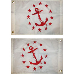 12x18 Rear Commodore White 12"x18" Premium Quality Heavy Duty Double Sided Nylon Embroidered Flag