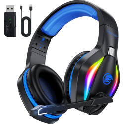 Fachixy FC-100 Wireless Gaming Headset for PS5, PS4, Switch - Gaming headphones with Lossless Audio & 50Hrs Battery Life - Gamer Headset with Microphone for Mac, Laptop, Mobile