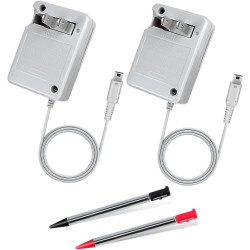 AC Adapter Game Charger for Dsi Ndsi 3DS/3DSXL/New 3DS/New 3Dsll/2DS/Dsi/Dsixl 2 Pack with Stylus Pen