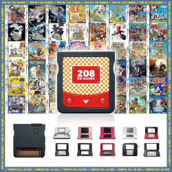 【2025 Newest】208 in 1 Super Combo Game Cartridge, Retro Game Pack Card Compilation with 208 Games