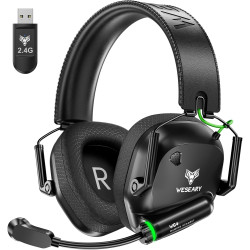 WESEARY Wireless Gaming Headset 2.4GHz & Bluetooth 5.4 Gaming Headphones with ENC Mic, Ultra-Low Latency, Stereo Sound, Soft Earmuffs, Wireless Headsets for PS5, PS4, Switch, PC, Mac