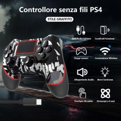 SZYUYU Wireless Controller for Ps4 Romote Compatible with Ps4/Slim/Pro/Windows PC, Controller for Ps4 with 3.5mm Audio Jack, Touch Pad,Six Axis Motion Control, Charging Cable (Black Skull)