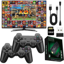 2025 Upgrade Retro Game Console Stick, 21500+ Classic Video Games, 128G Card, Plug & Play for TV, Dual 2.4G Wireless Controllers (YXJ4)
