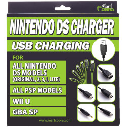 Mart Cobra USB Charger Cable for New 3DS XL/New 3DS/3DS XL/3DS/new 2DS XL/2DS/DS/DSi/GBA SP/DS Lite/Wii U Gamepad/PSP/Compatible 5 in 1 Nintendo 3DS Charger, Original Nintendo DS, Gameboy Advance SP