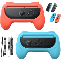 [Switch 1/2 Compatible] FASTSNAIL Grips for Nintendo Switch 2 (2025)/1&OLED for Joy-Con 2, Wear-Resistant & Anti-Slip Controller Grips Handle Kit, Switch 2 Joypad Holder Accessories (Orange,Blue)